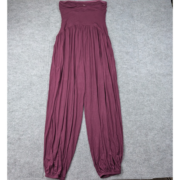 Free People Beach Jumpsuit Womens Small Mora Maroon Strapless Balloon Leg Boho - Picture 8 of 8